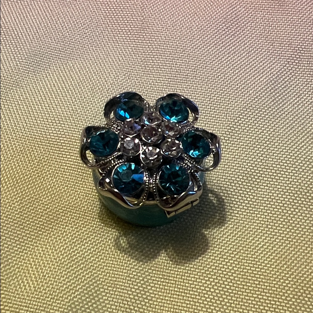 Papyrus Teal and Silver Floral trinket box